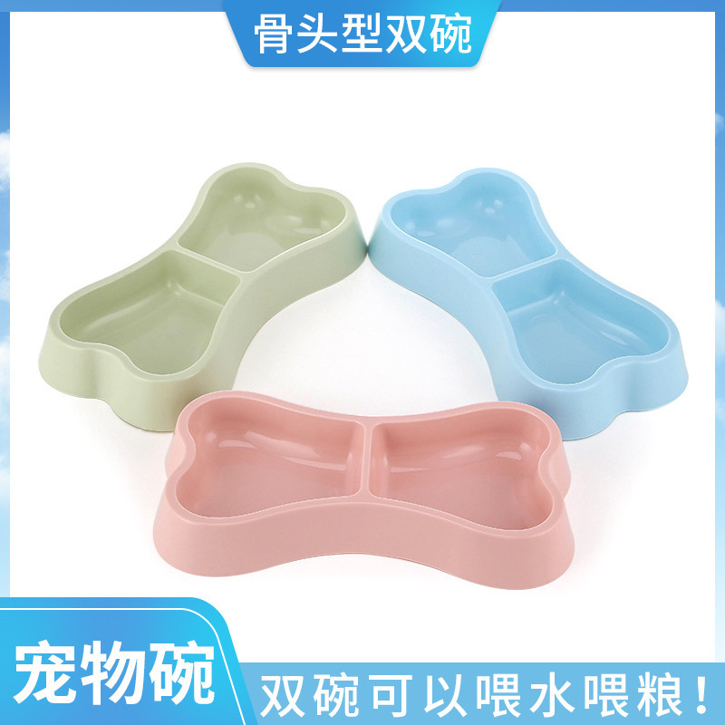 Pet double bowls, dog bone-shaped pet bowls, macaron-shaped dog double bowls, pet bowls, dog bowls, cat bowls wholesale