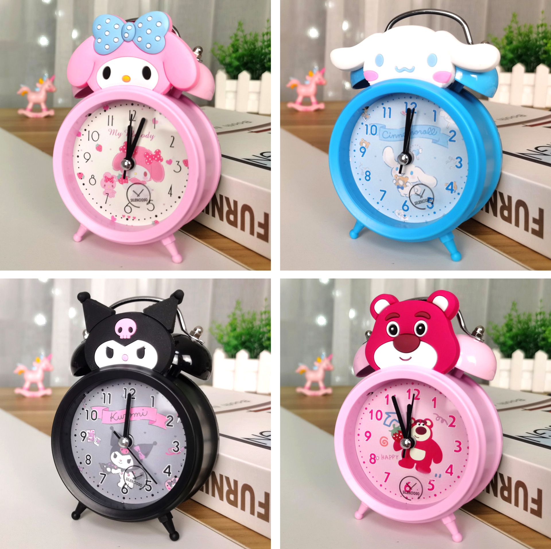 The New Popular Cross-Border Explosion Sanrio Koulomi Cartoon Alarm Clock Children's Small Alarm Clock Students Ringing Clock