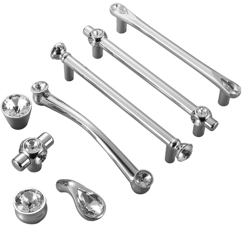 New high-end crystal diamond single-hole handle, light luxury cabinet door and drawer single-hole handle, European-style cabinet and wine cabinet handle Item Picture