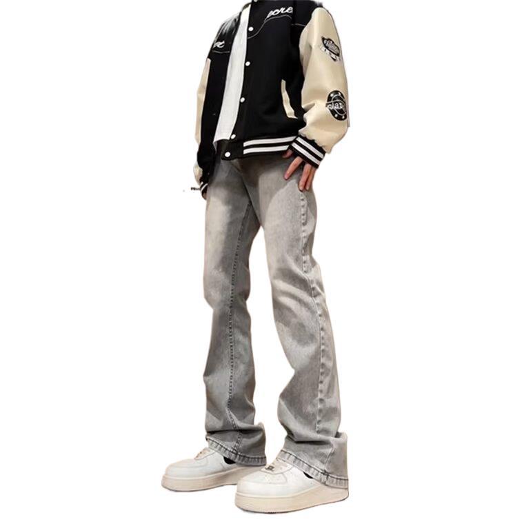 Custom-made American high street cement grey jeans for men in summer are wide Application Scenario