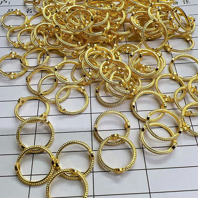 Matte gold accessories, alloy double-hole beaded ring, circular bracelet, bead separator, Hanfu tassel, mobile phone pendant, pendant Specification image