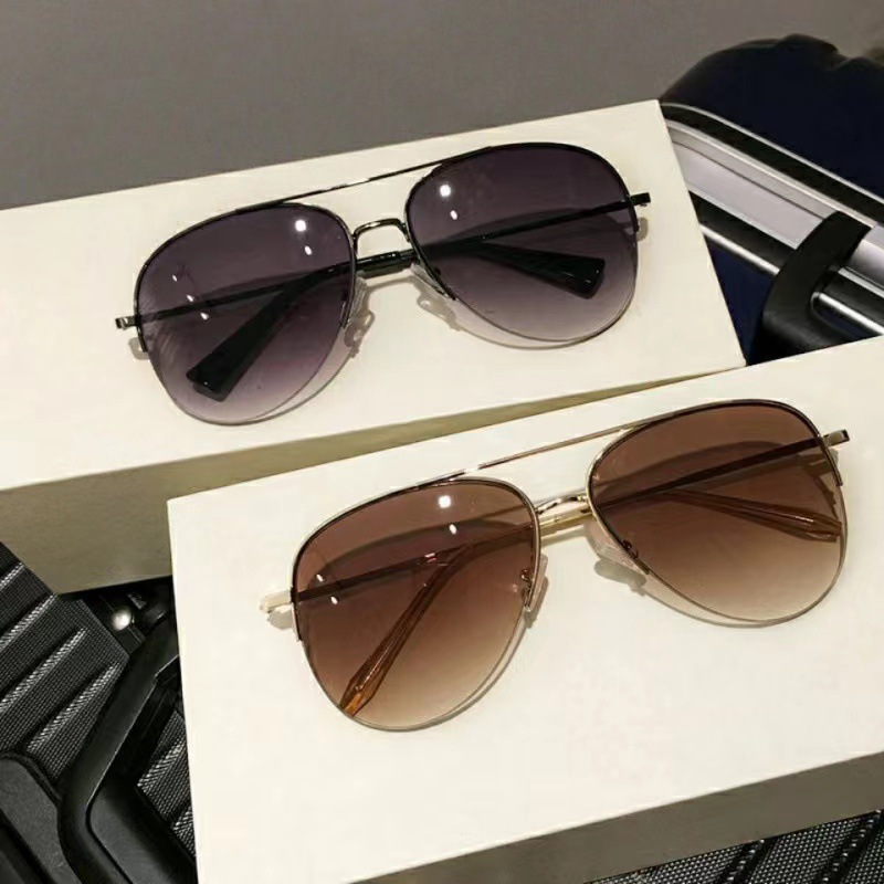 Sunglasses for male pilots, super cool aviator sunglasses, brown half-frame sunglasses for men driving, couple sunglasses for women Specification image