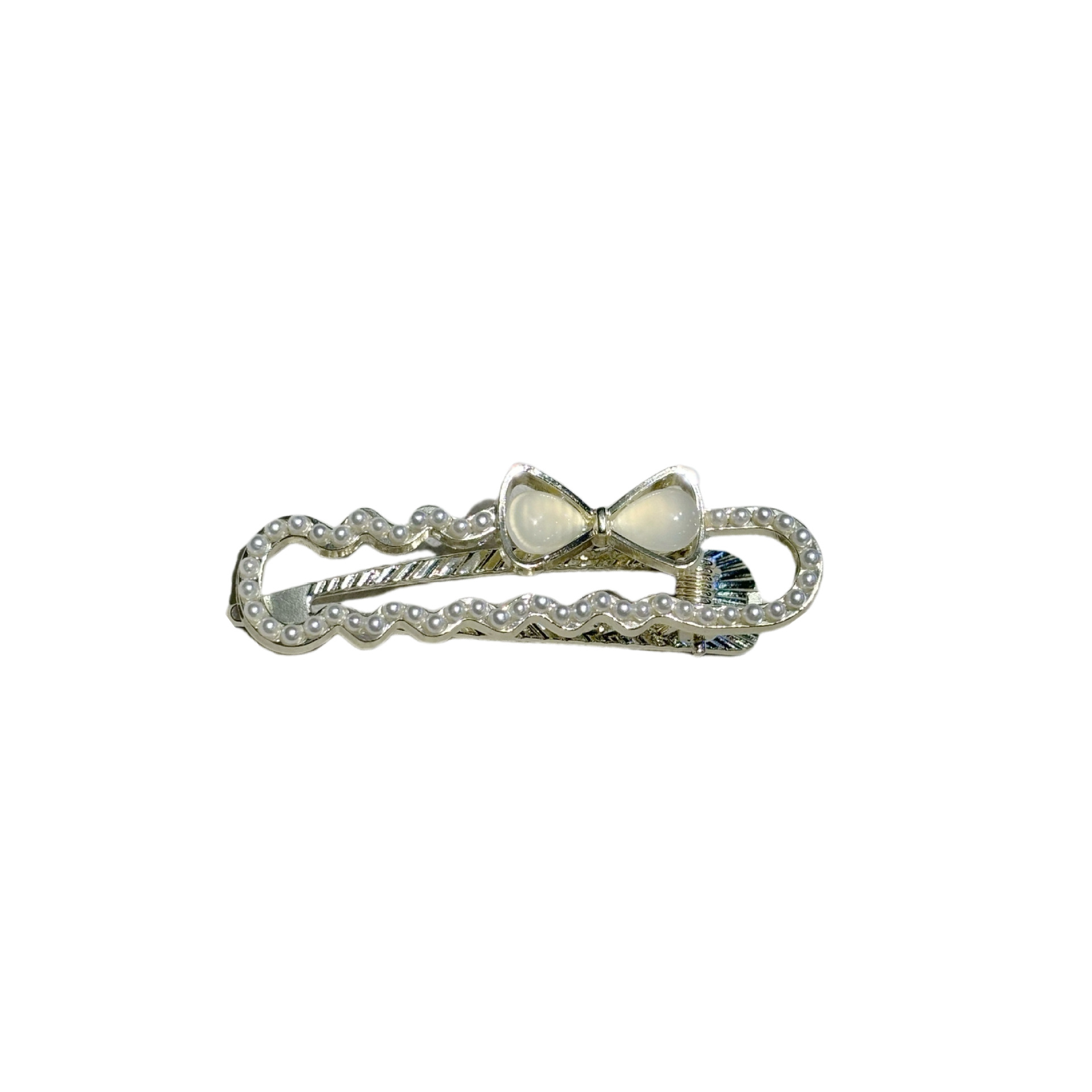 Korean version niche design water diamond bow duckbill hairpin 2025 new high-end style one-line hairpin summer Item Picture
