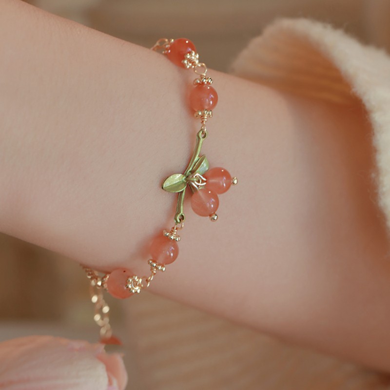 Nuevo mori atadura cereza pulsera ancient bellflower orchid pequeño fresco temperamento versátil nicho mori atadura pulsera mejor amigo decoración de la mano Specification image