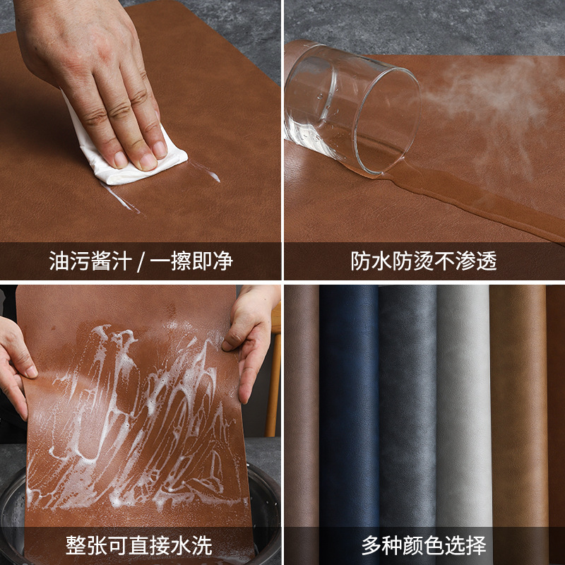 In-stock pvc square leather placemats, waterproof double-layer cowhide texture Western placemats, hotel heat insulation MATS, table MATS for home use Specification image