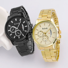 欧美热销不锈钢带手表Rclock钢带日历石英表时尚男士腕表厂家直销