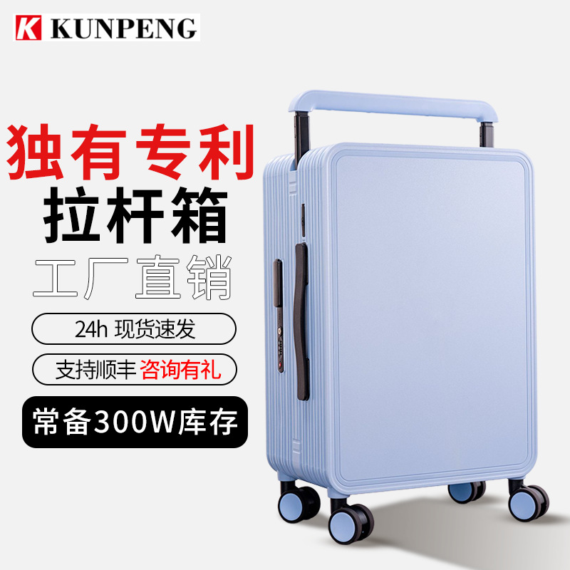 Wholesale wide handle luggage, 20-inch silent swivel wheel travel carry-on suitcase with usb interface, password box Specification image