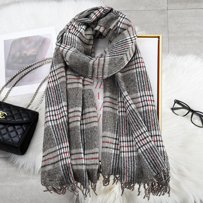 2022 Star Yang Mi With A Large Shawl Imitation Cashmere Scarf Plaid Lady Super Warm Thick Autumn And Winter details Picture