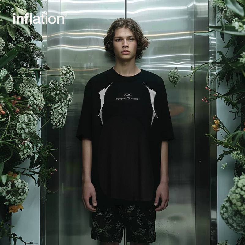 INF男装|2024春夏新款机能风赛车服印花T恤简约时尚风潮牌短袖男
