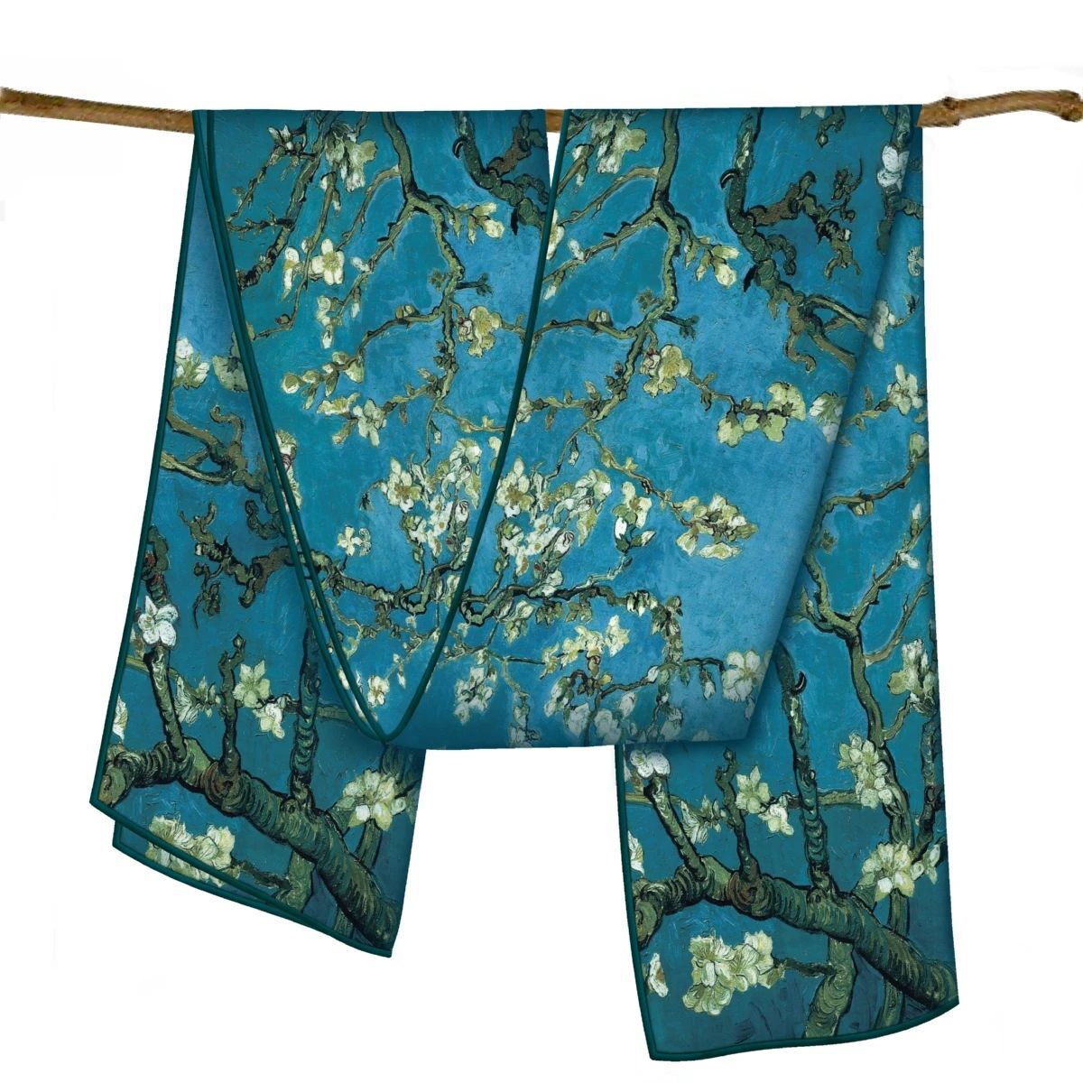 Van Gogh Oil Painting Hand-Rolled Twill Silk Small Scarf Warm Scarf Spring New Gift Mother Shawl Application Scenario