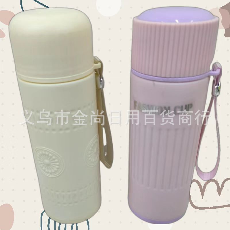 Double-layer creative Korean-style plastic glass cup, high borosilicate glass water cup bottle, male and female student tea cup, anti-drop glass cup