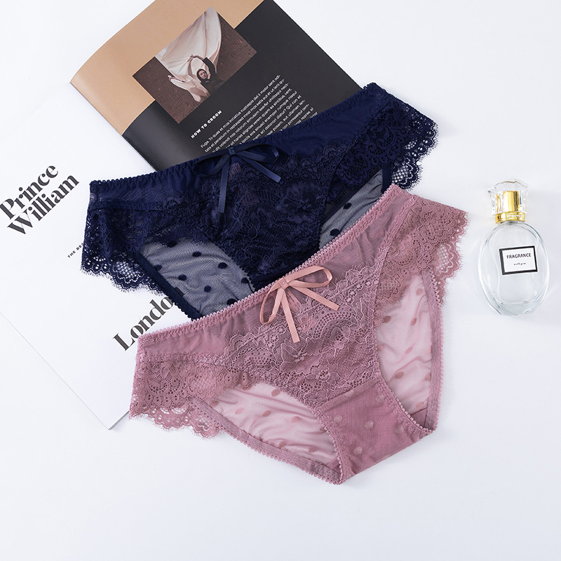 Foreign Trade For The New Sexy Lace Underwear Female Low-Waist Perspective Women's Underwear Skin Breathable Transparent Briefs Specification drawing