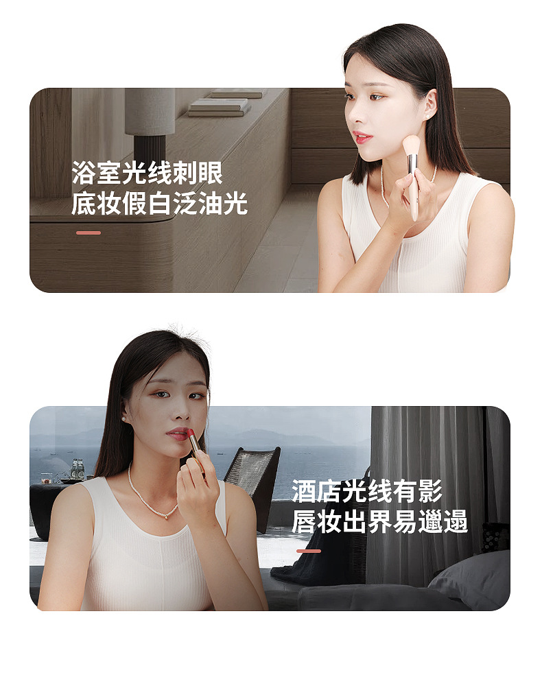 led makeup mirror, high-definition dressing mirror table, mirror desktop, can be stored, makeup mirror with light, metal stand, portable pic 18