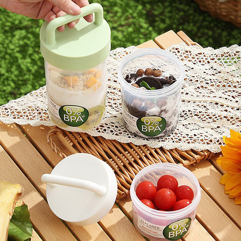 Aiyouhui portable fruit salad cup, vegetable salad lunch box, light food cup, fat-reducing cup, breakfast cup, double-layer yogurt details Picture