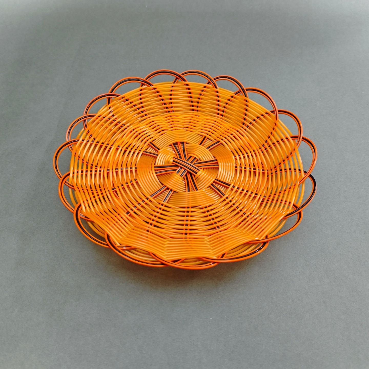 塑料编织篮早餐小吃篮水果盘手工编织仿藤篮火锅店菜篮KTV小吃蓝