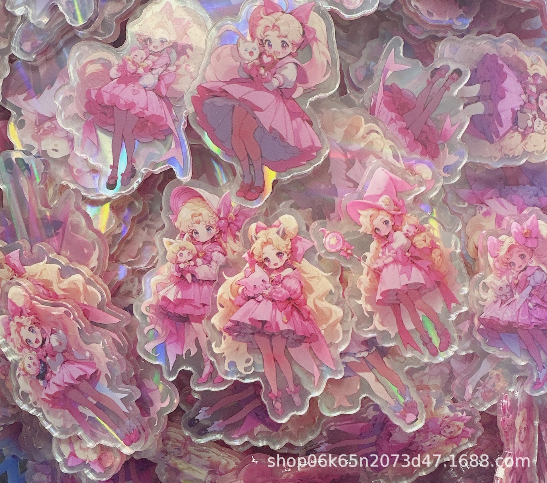 Tiktok Wholesale Laminated Laser 4Cm Acrylic Patch Diy Acrylic Patch Accessory Piece Pink Girl Specification drawing