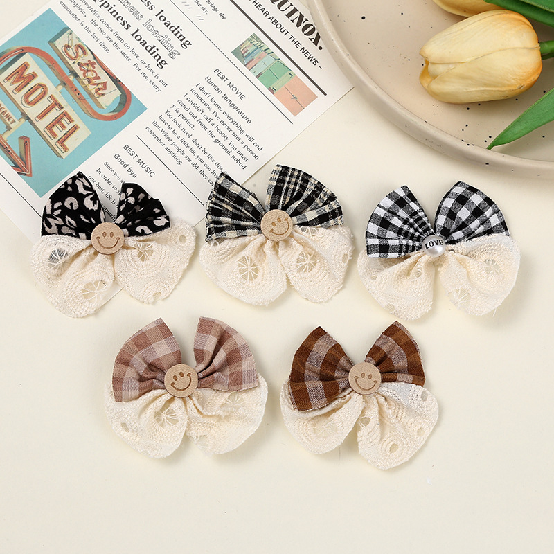 小清新文艺格子蝴蝶结辅料创意蕾丝头饰服装包包材料diy饰品配件