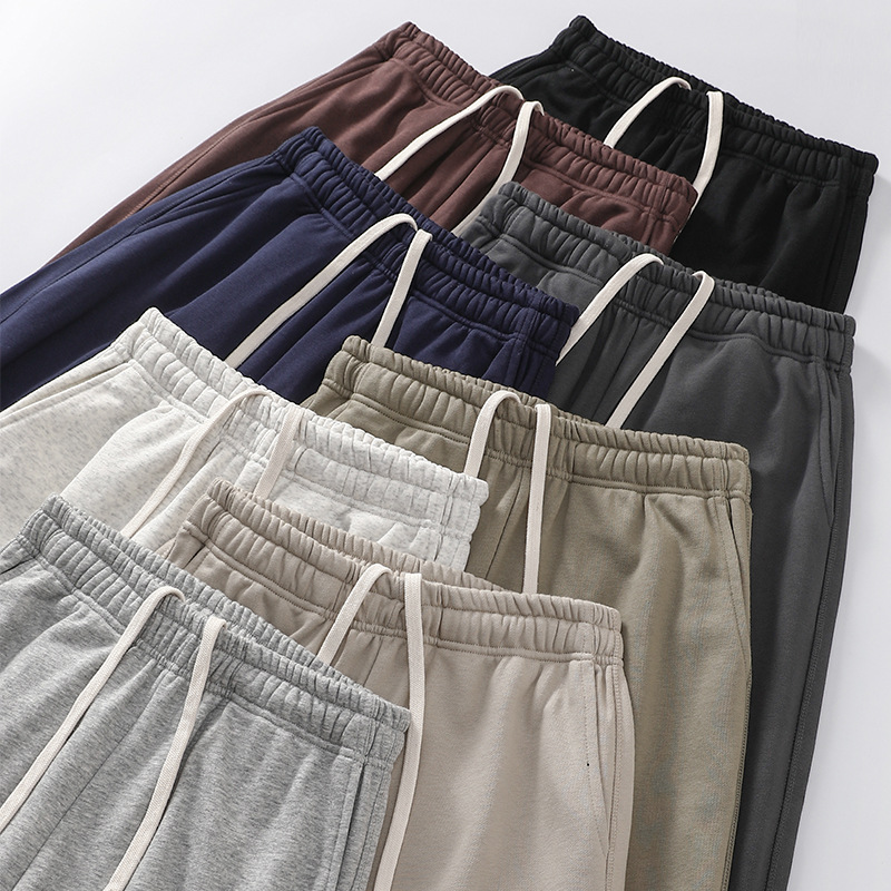 Heavyweight sweatpants 340g spring and summer solid color loose-fitting straight-leg casual high-end sporty trousers for men and women with tight cuffs Application Scenario