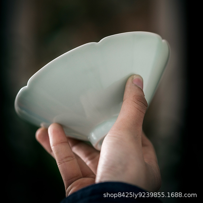 Mimicking Song Thin Tire Sunflower Bowl Hutian Shadow Green Ceramic Bowl 5