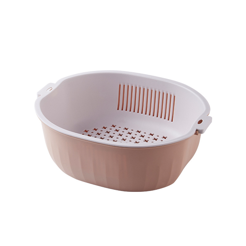 沥水淘米洗菜蔬菜沥水篮多功能双层加厚沥水篮 便携厨房塑料镂空详情图5