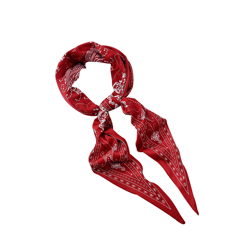 Spring And Summer Thin Small Silk Scarf Printed Pointy Scarf Art Small Fresh Decorative Small Scarf Foreign Air Age Hair Band Woman Item Picture