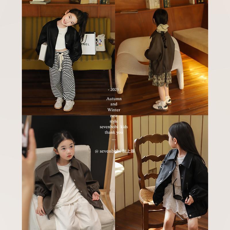 外套女童韩版秋装新款皮夹克爆款上衣潮中大童女童皮衣机车时髦风