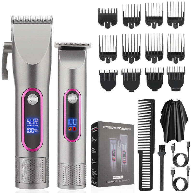 New electric hair clipper set with LCD digital display letter oil head clippers, professionally engraved electric clippers for hair salons Item Picture