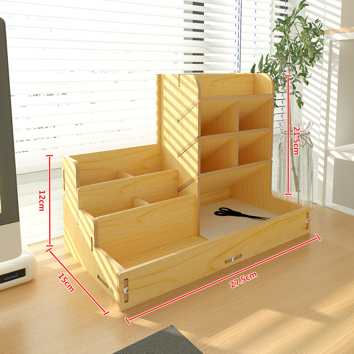 Wooden slanted pen holder stationery storage box Application Scenario