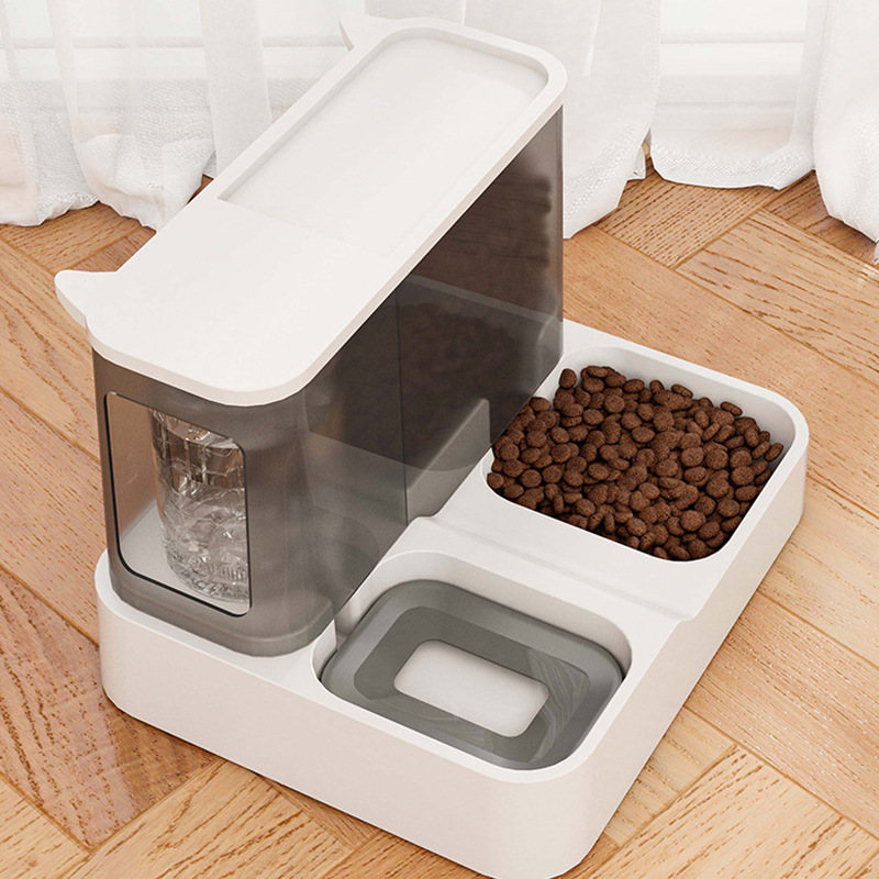 猫咪自动喂食器饮水机大容量猫碗一体流动水不湿嘴喝水自动喂水器图