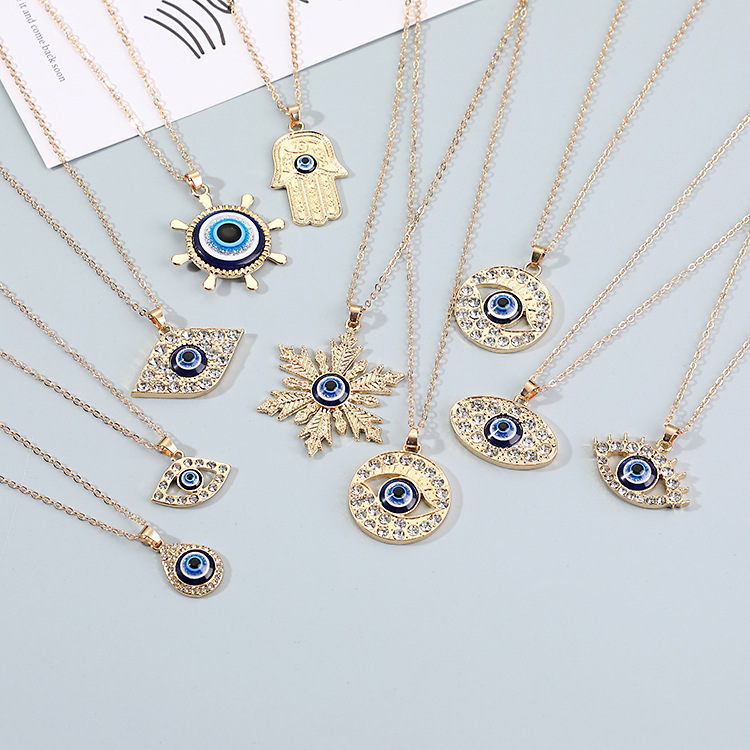 European and American cross-border multi-style alloy Turkish blue eye pendant necklace, Devil's Eye necklace, women's foreign trade necklace details Picture
