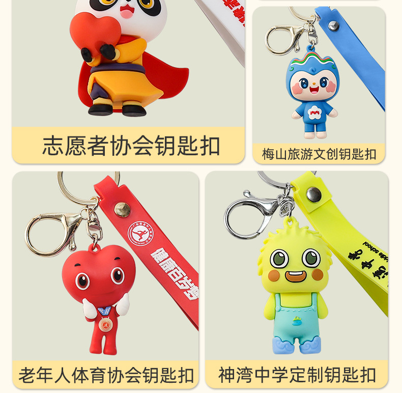 pvc钥匙扣定制定做钥匙圈立体公仔logo卡通IP挂件3D软胶硅胶订制详情12