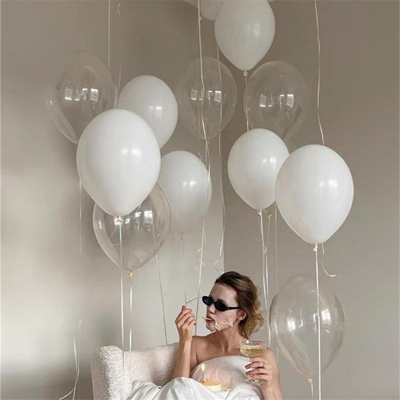 12-inch white transparent latex balloons for kindergarten decoration scene arrangement, birthday party and Valentine's Day decoration balloons