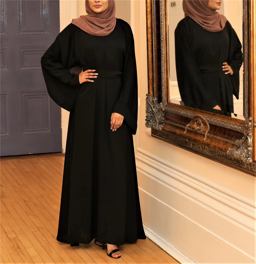 基础款跨境中东女装阿拉伯长袍纯色大码连衣裙Muslim Abaya图