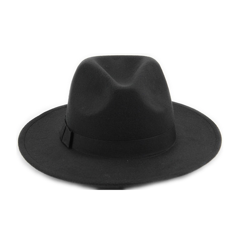 Europe And The United States Street Patting Wool British Retro Jazz Hat Men And Women Big Brim Top Hat Felt Hat Every Shade Item Picture