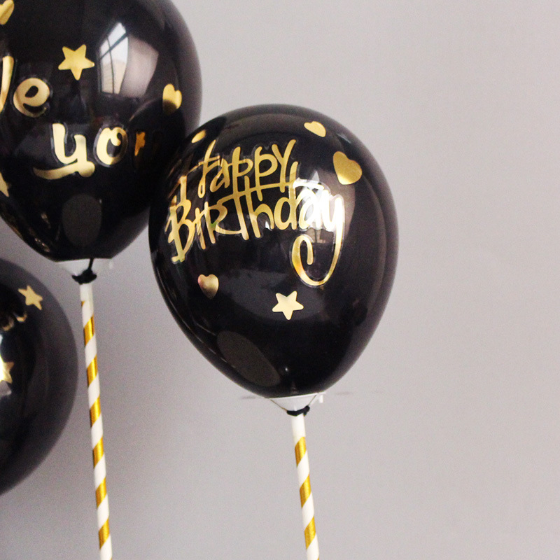 创意蛋糕装饰派对生日蛋糕黑色ins5寸黑气球蛋糕插牌气球装饰插件详情图3