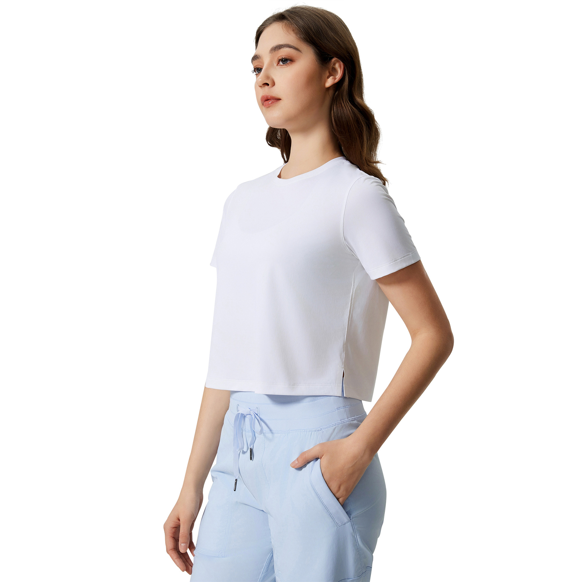Summer round-neck yoga wear, short, loose, quick-drying sports short-sleeved women's light, breathable fitness T-shirt D25016 Item Picture