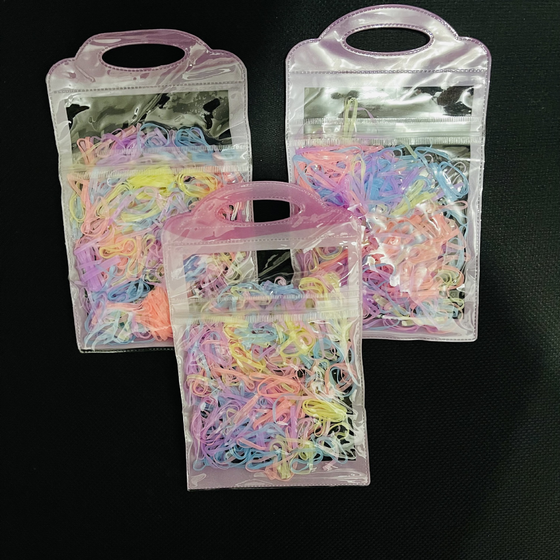 【 Packing House 】 3447-2 Sealed rubber band 12/ Pack 2400/ Box Bagged sealed disposable rubber band Children's small rubber Band Hair Tie Rubber Band Colorful Hair Band Girls' small rubber band 2 Item Picture
