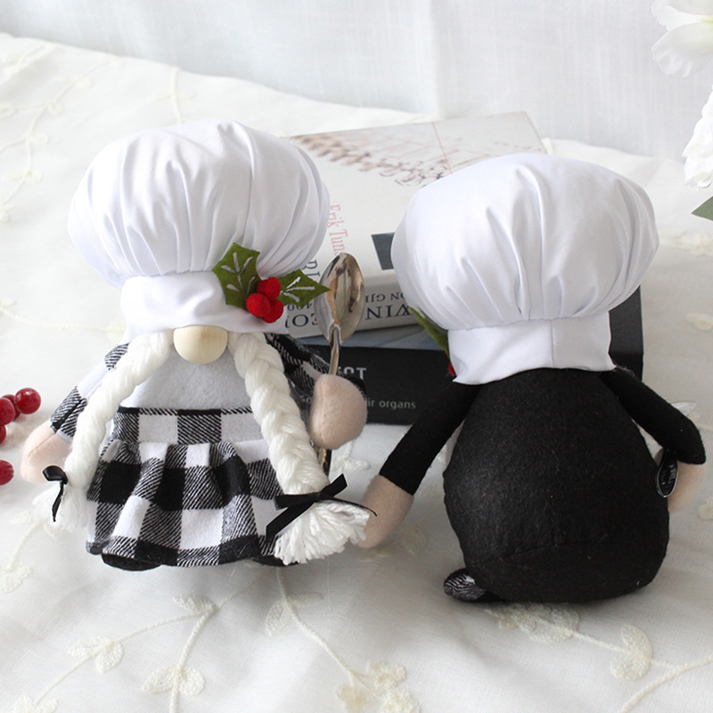 Hong Kong Love Christmas decorations Creative Dwarf Chef Action figure Holiday plush doll Chef Festival Faceless doll details Picture