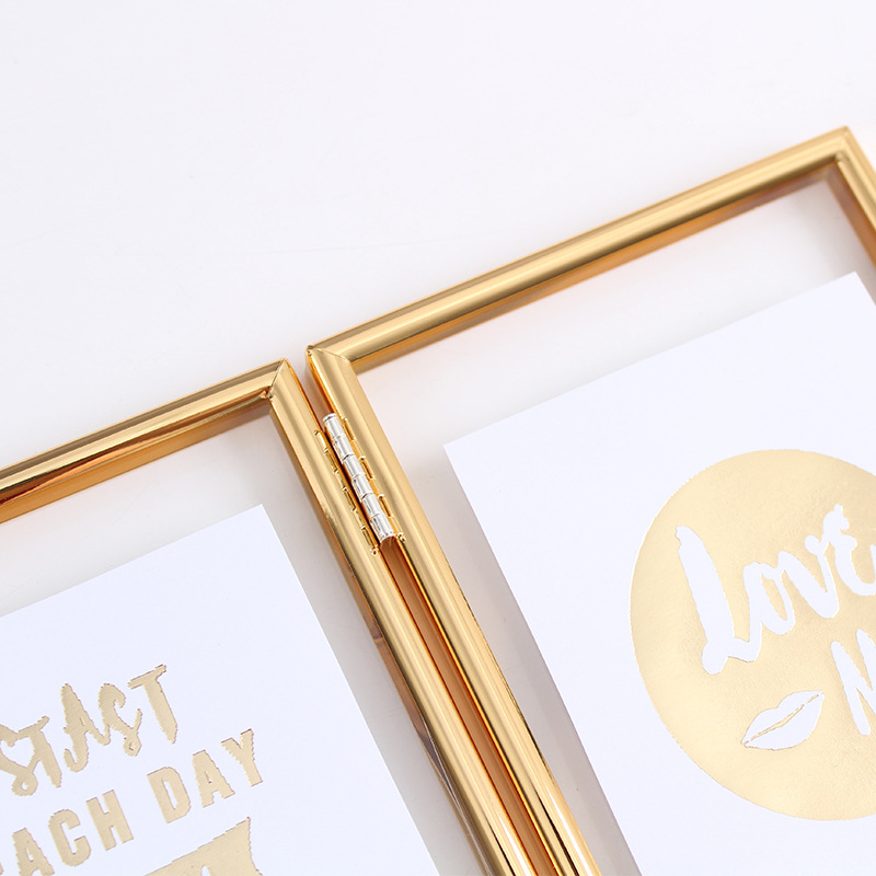 跨境货源 北欧ins折叠双联金属玻璃相框8寸植物标本摆台6寸7寸A4细节图