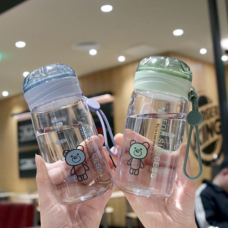 Handy Cup Cartoon With Rope Water Cup Graduated Filter Plastic Cup Male And Female Students Sports Water Bottle Heat Resistant To Fall details Picture