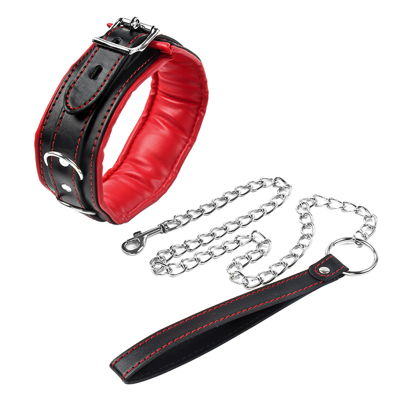 New bondage neck strap sm alternative toy dog chain black red envelope edge sponge collar adult sex toys Application Scenario