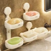 Wall-mounted soap box, no need for drilling, draining, bathroom, dormitory, light luxury soap box, double-layer vacuum suction cup storage rack details Picture