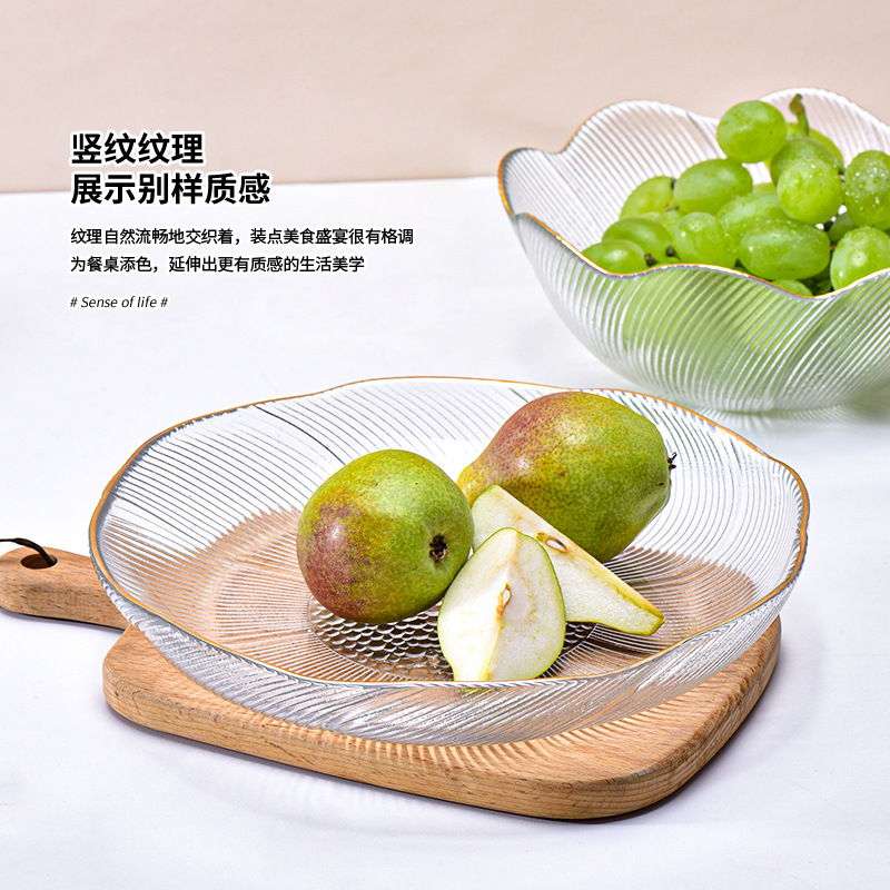 Crystal Fruit Bowl Living Room Home Creative Glass Flower Bowl Net Red Fruit Nordic Style Candy Snack Bowl Plate Specification drawing