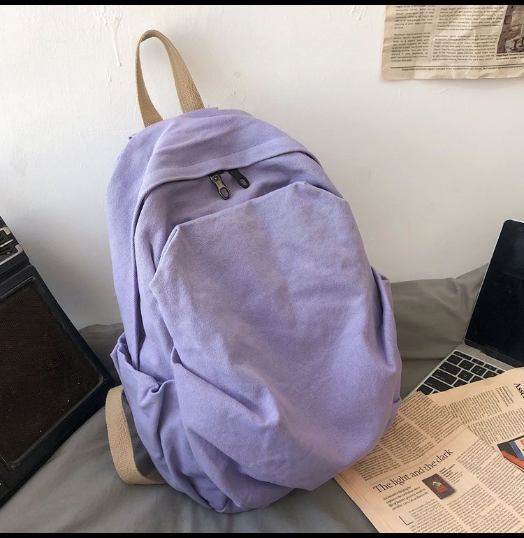 小众帆布书包女新款大容量大学生简约初中复古背包双肩包旅行原宿详情17