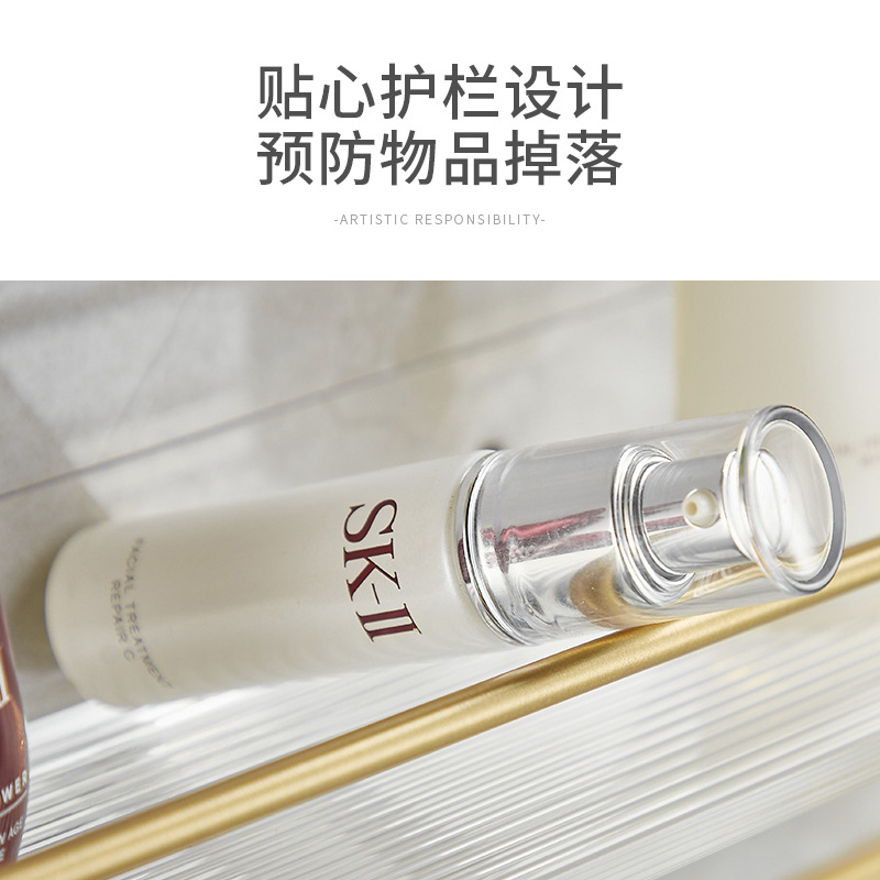 轻奢卫生间置物架免打孔浴室洗漱台厕所马桶上壁挂收纳架子亚克力白底实物图