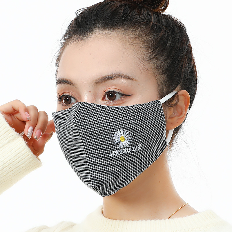 New Women's Winter Warm Three-Dimensional Folding Mask Double Thickness Fashion Embroidered Men's Mask Factory Direct Sales Specification drawing