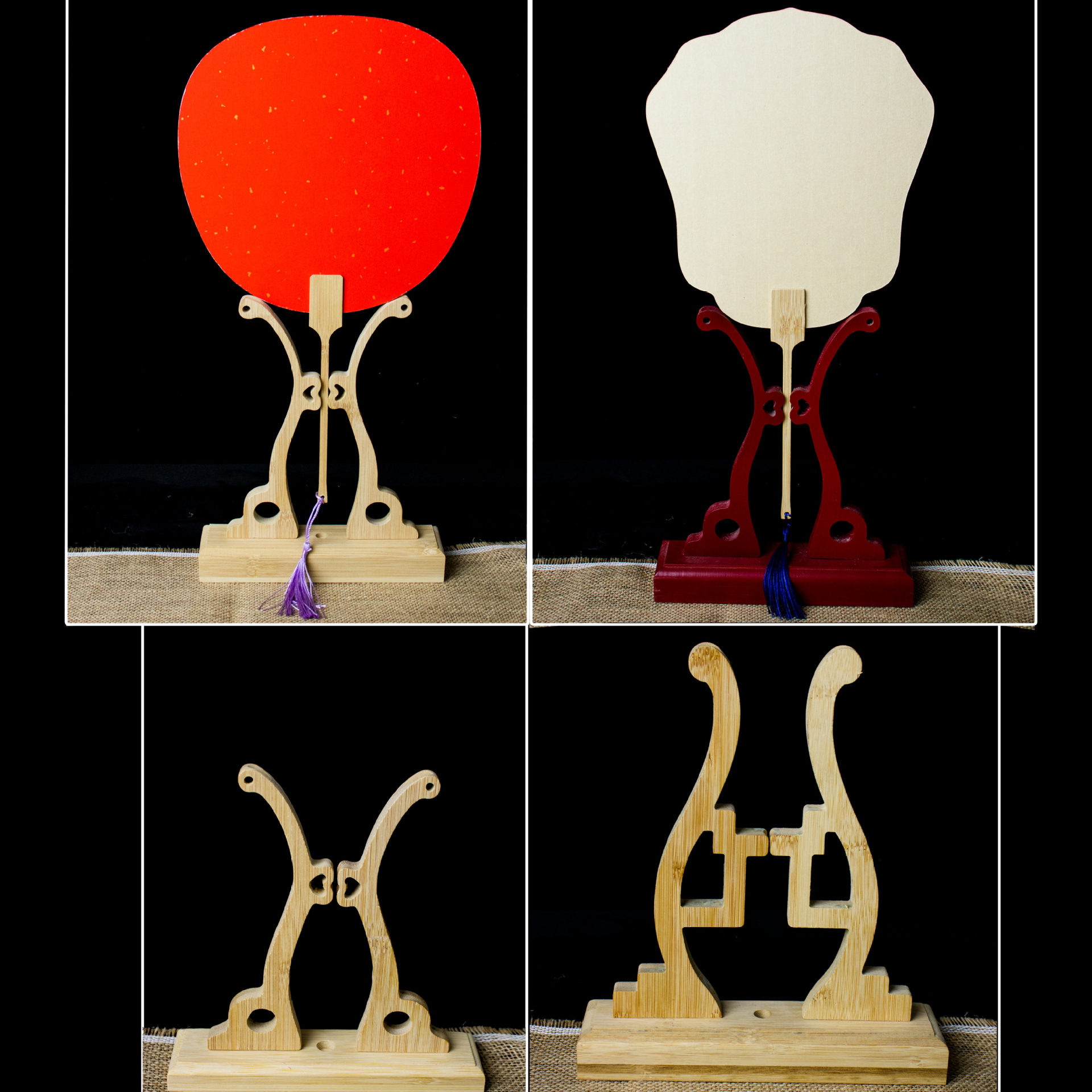 Wholesale of solid wood Nan bamboo fan stands, ancient-style bride fan brackets, folding fan bases, fan ornaments, display stands, and bases details Picture