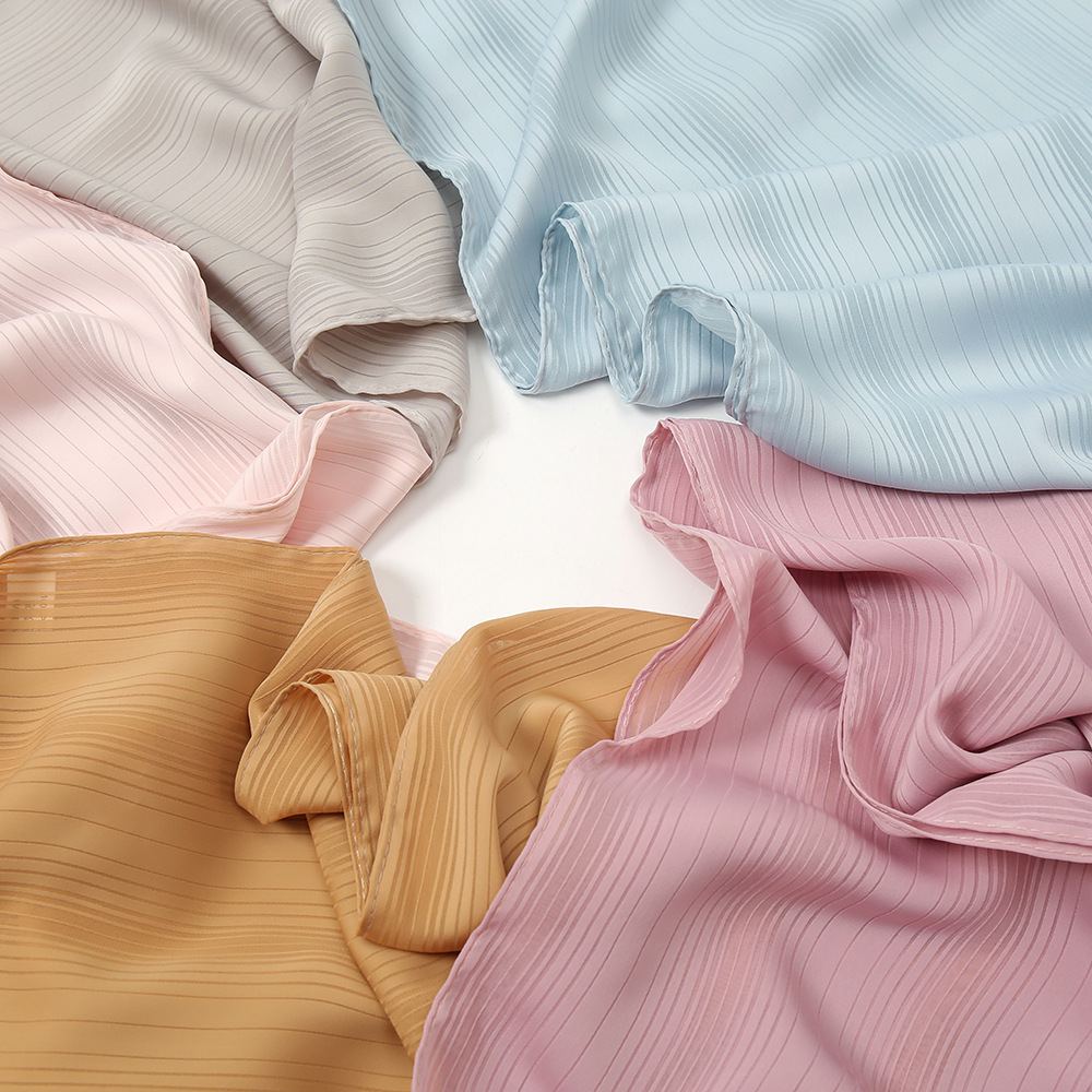 New Pure Color Simple Striped Satin Chiffon Scarf Women Fashion Malay-Indonesia Monochrome Chiffon Gauze Yw188 Specification drawing