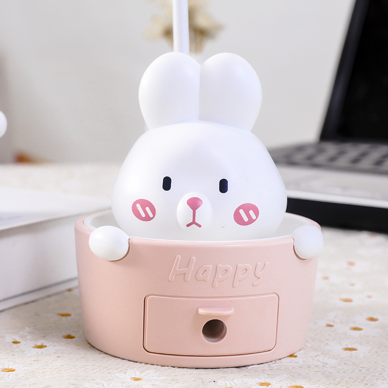 Popular cartoon, stress-relieving, shaking, cute pet potted plant, pencil sharpener, usb charging desk lamp, student dormitory study and reading lamp details Picture
