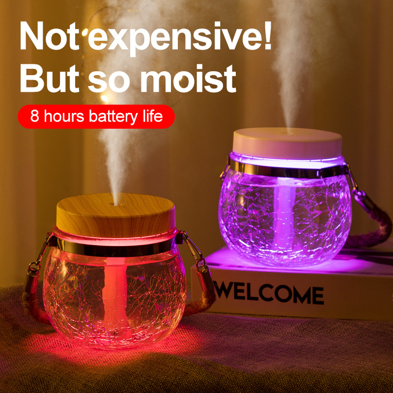 New glass humidifier usb household fog quantity desktop mini water perfume seven-color night light humidifier details Picture